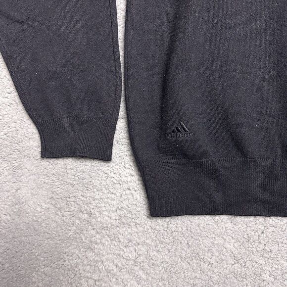 Vintage Y2K Adidas Mens Silk Cashmere Sweater L Pullover Black Golf Minimal - Picture 4 of 11